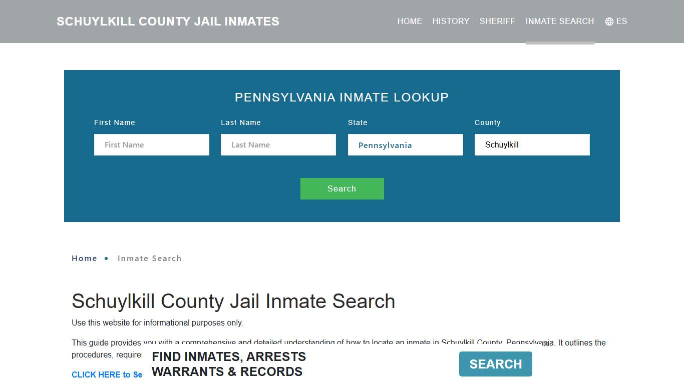 Schuylkill County, PA Detainee Lookup